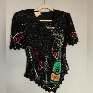 Laurence Kazar beaded New Years Eve top